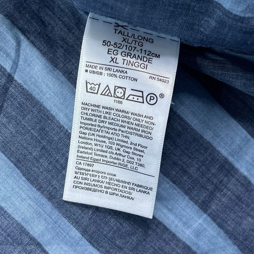 Banana Republic Shirt Mens‎ XL Blue Stripes Short Sleeve Camp Loop Collar